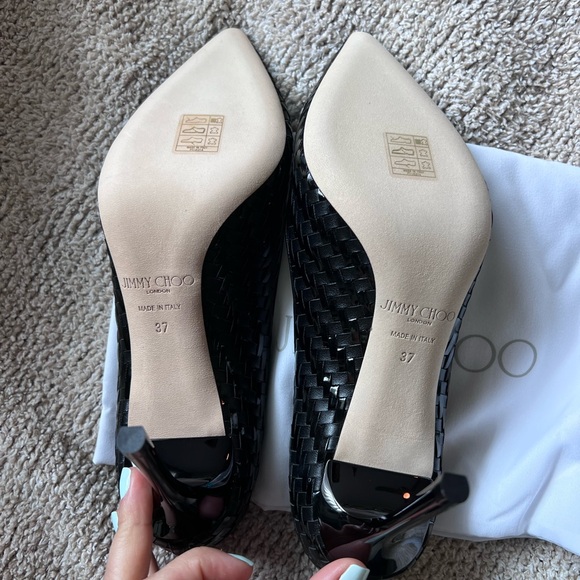 Jimmy Choo Black Stiletto Heels with Braided Texture - Picture 6 of 9